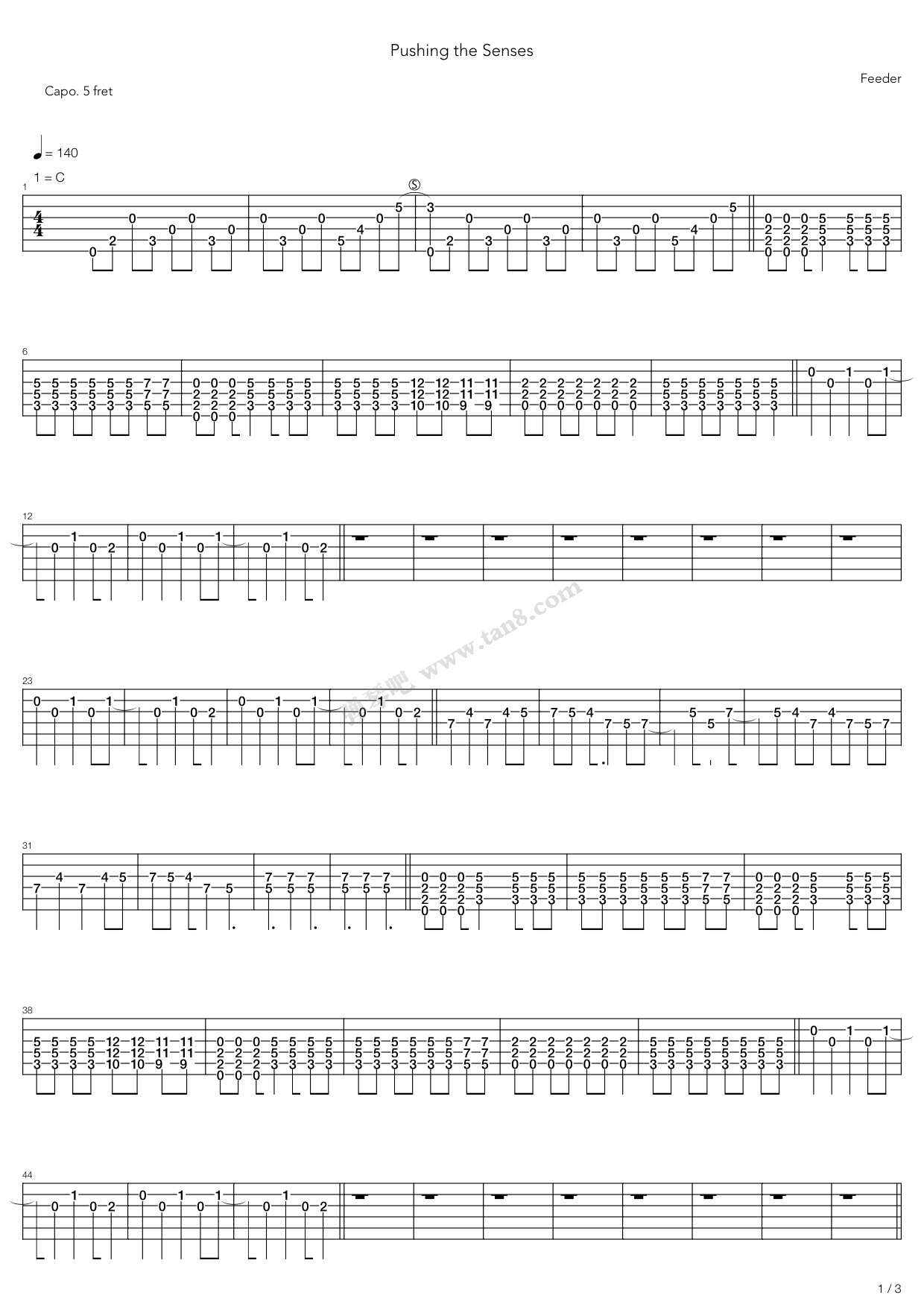 《Pushing The Senses》吉他谱-C大调音乐网