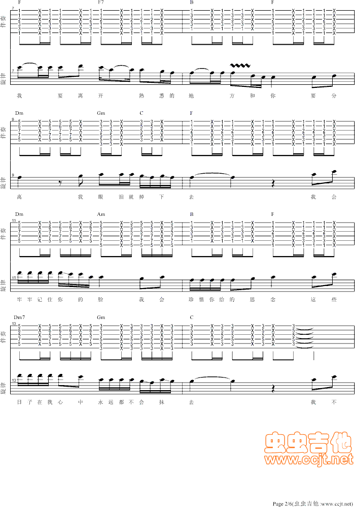 《张震岳【再见】伴奏（不错哦！）》吉他谱-C大调音乐网