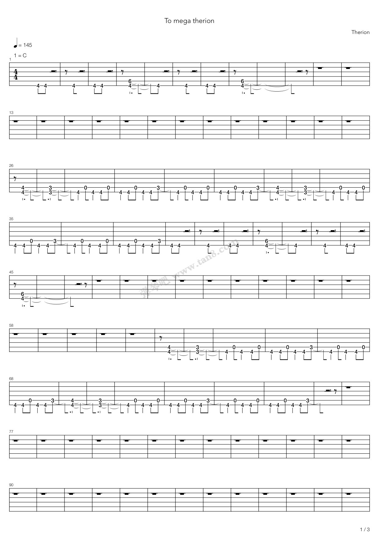 《To Mega Therion》吉他谱-C大调音乐网