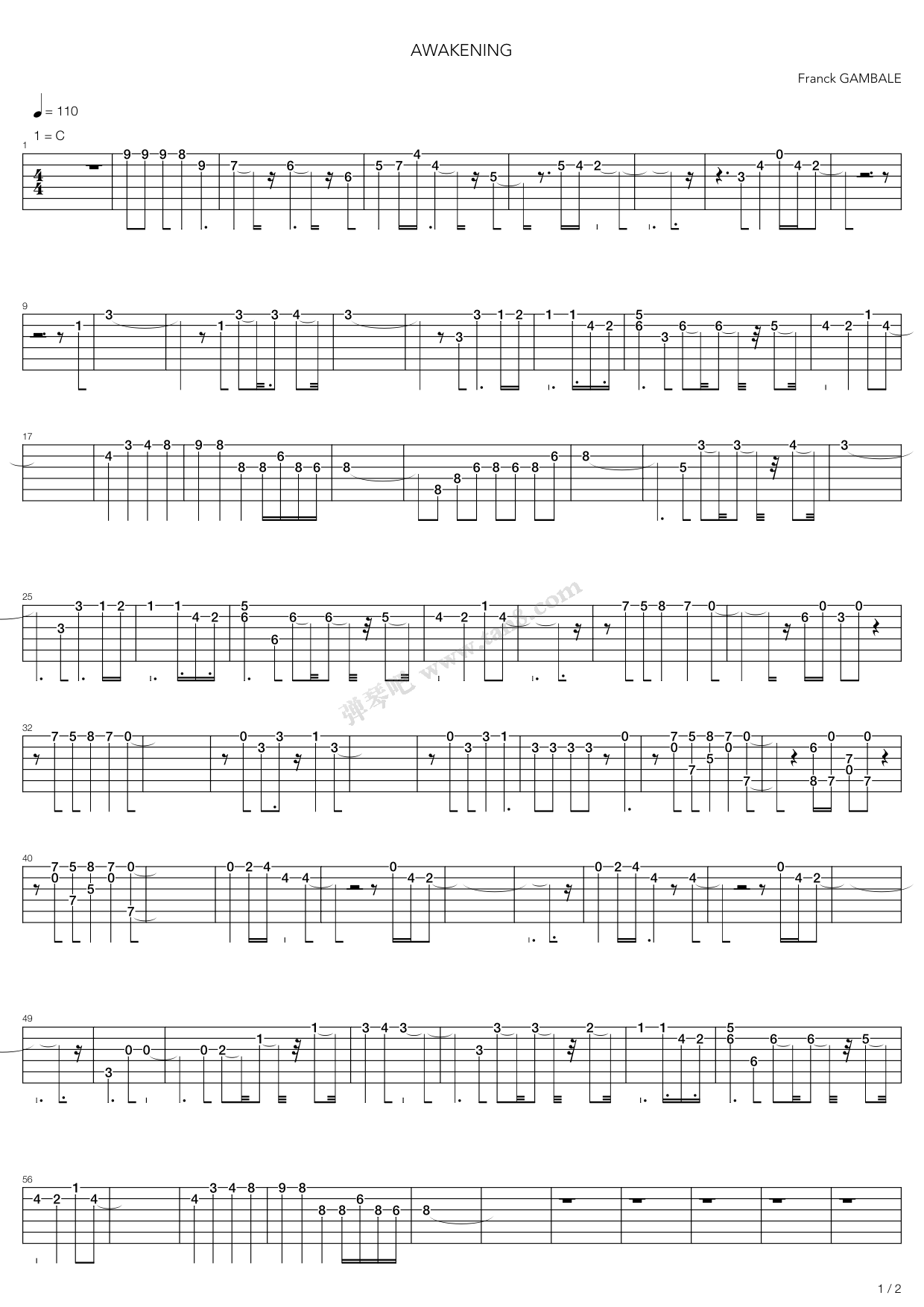 《AWAKENING》吉他谱-C大调音乐网