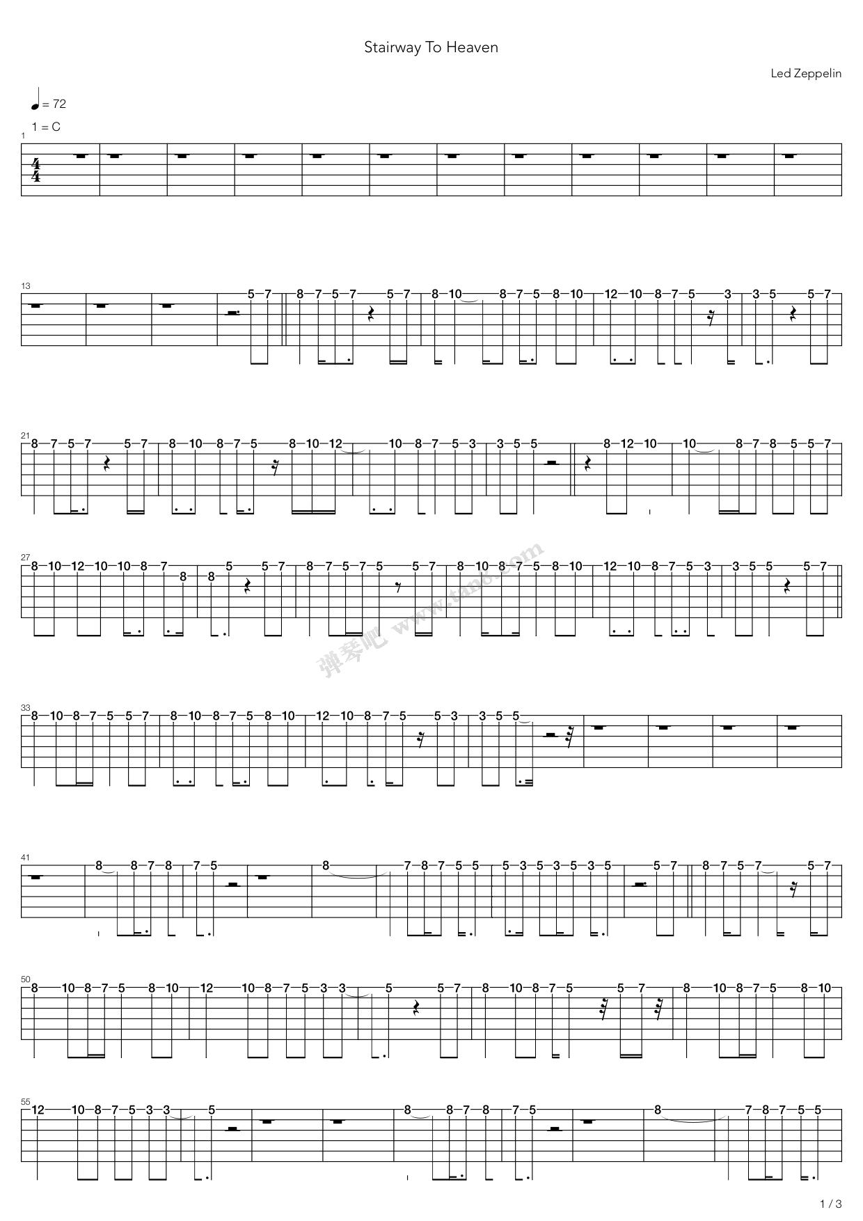 《Stairway To Heaven(10)》吉他谱-C大调音乐网