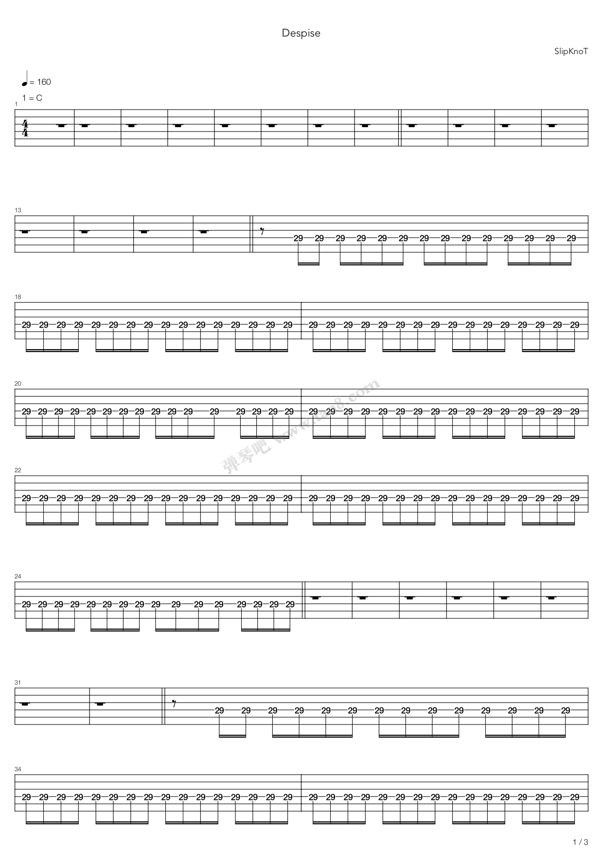 《Despise》吉他谱-C大调音乐网