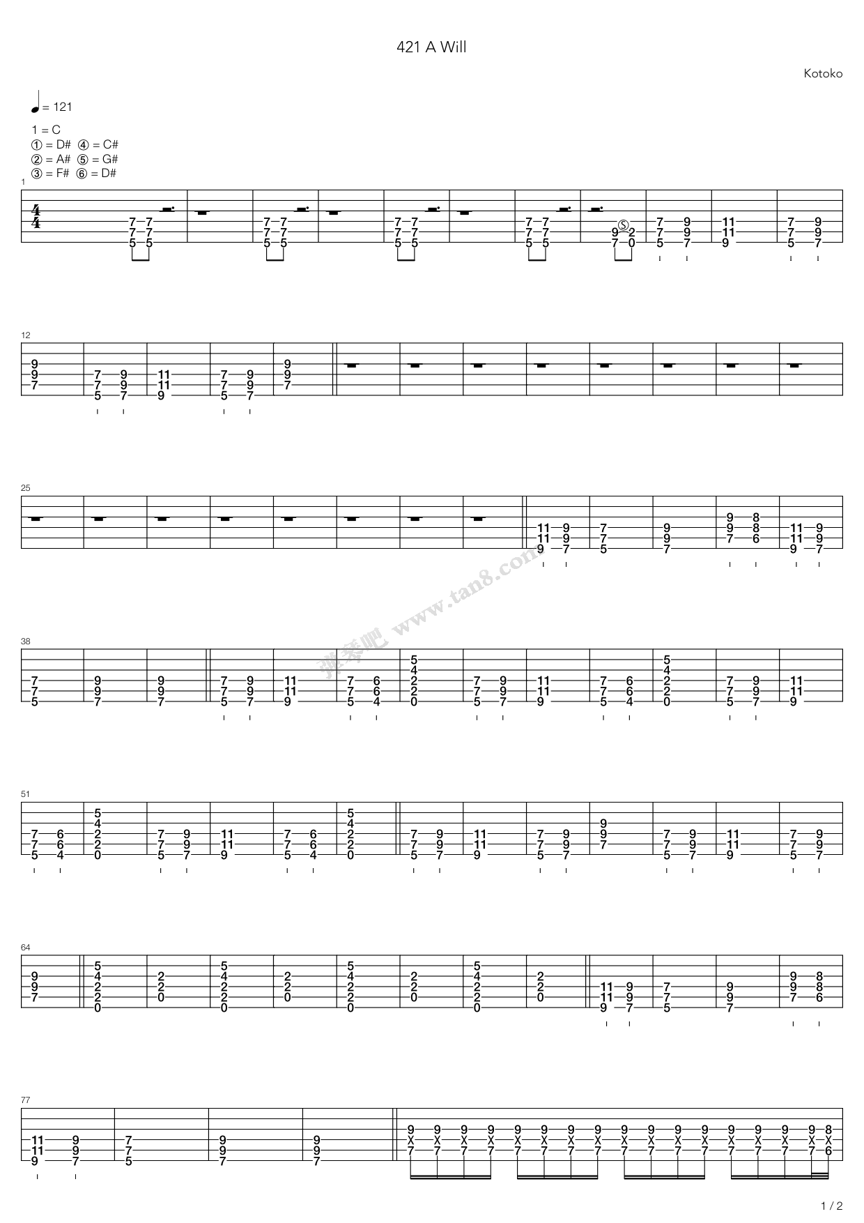 《421 A Will》吉他谱-C大调音乐网
