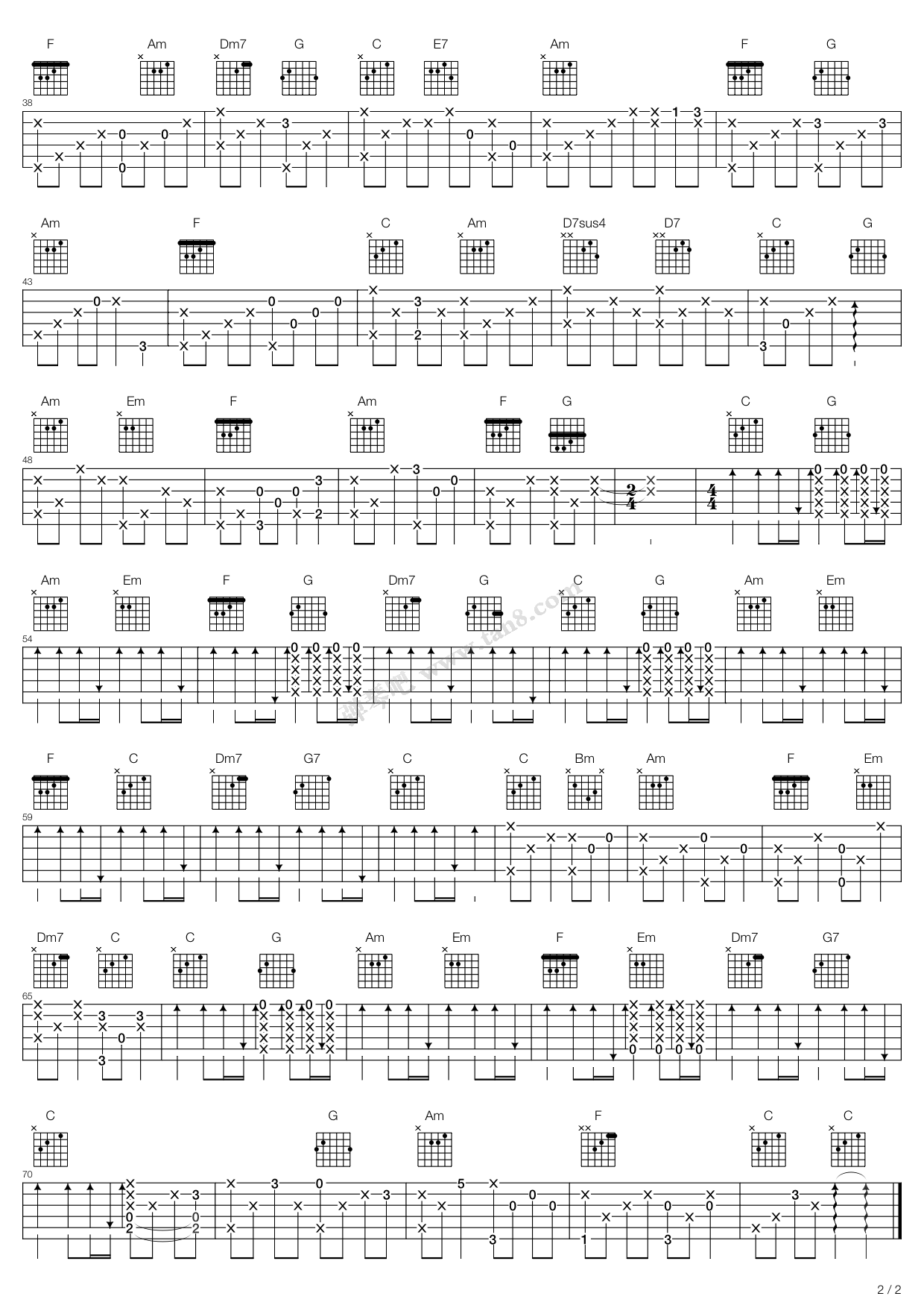 《情歌》吉他谱-C大调音乐网