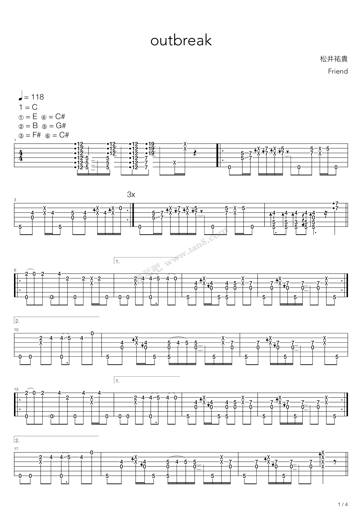 《Outbreak（Best selection）》吉他谱-C大调音乐网