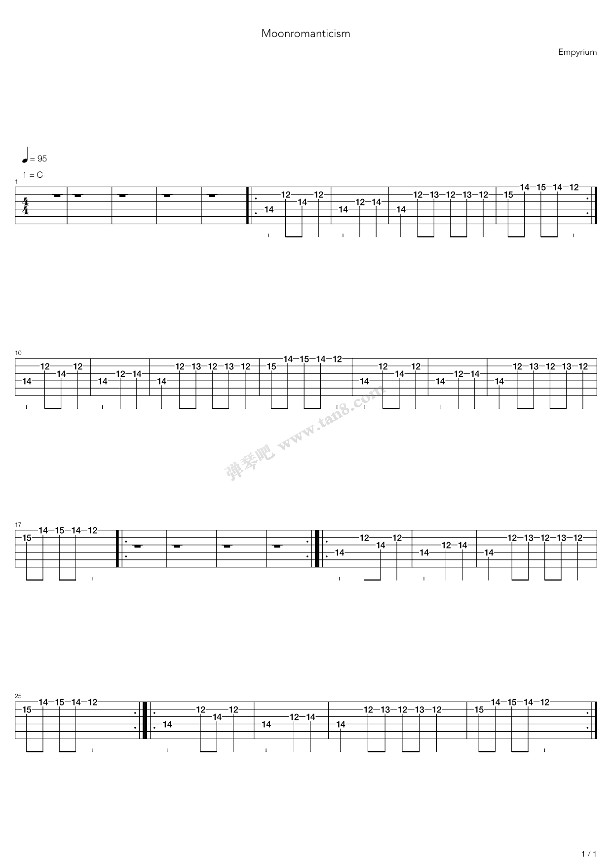 《Moonromanticism》吉他谱-C大调音乐网