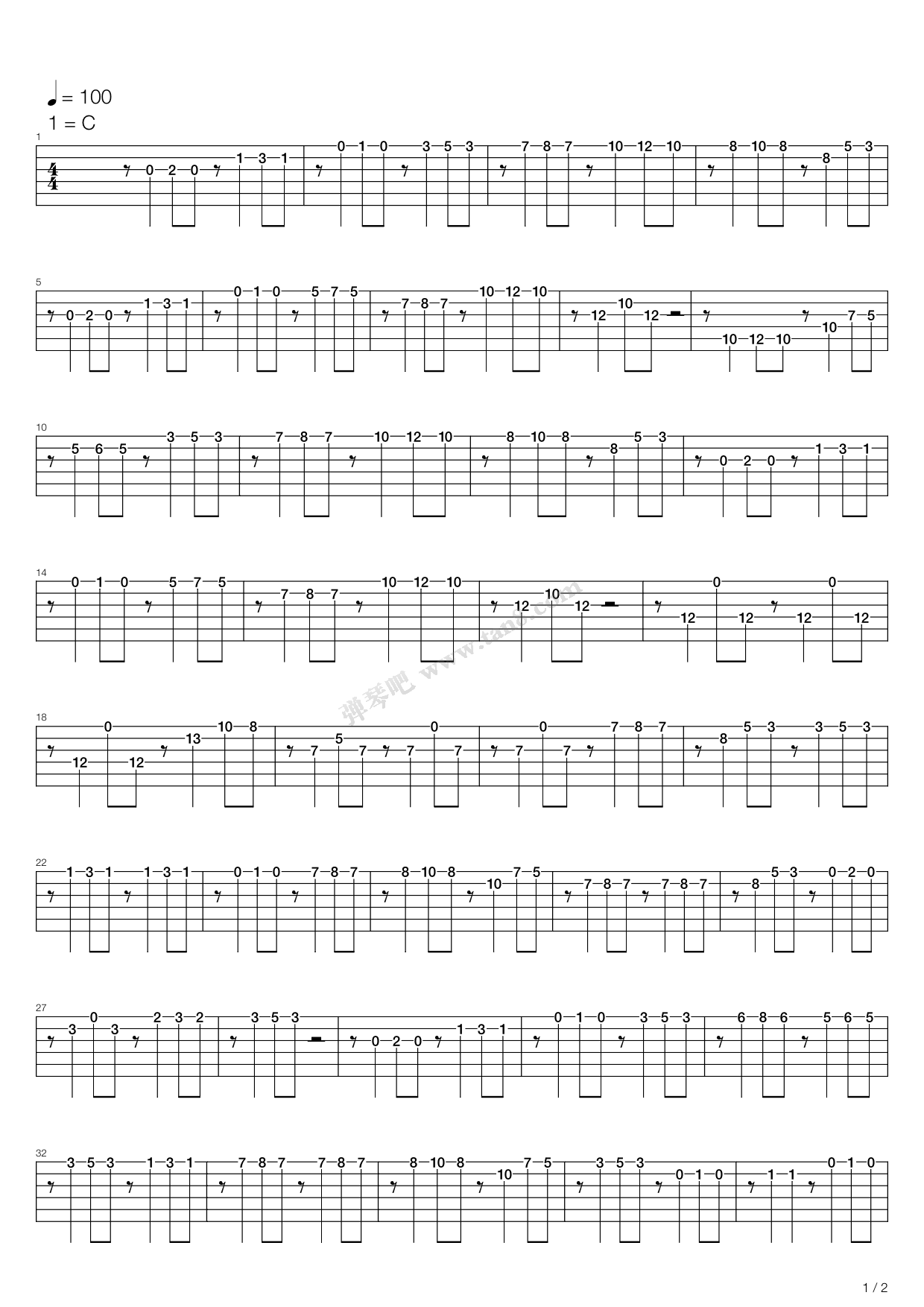 《卡尔卡西练习曲 - 15》吉他谱-C大调音乐网