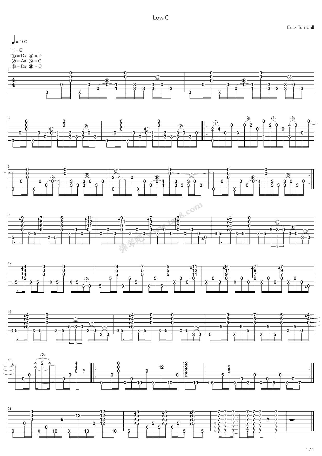 《Low C》吉他谱-C大调音乐网