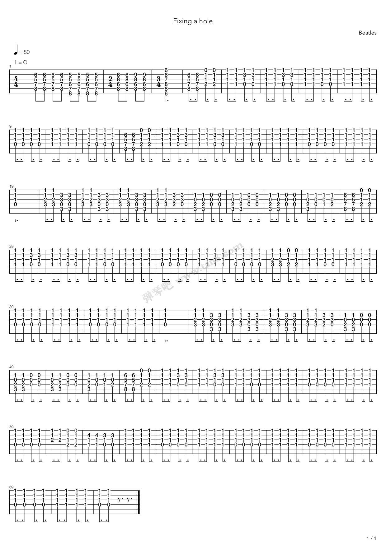 《Fixing A Hole (2)》吉他谱-C大调音乐网