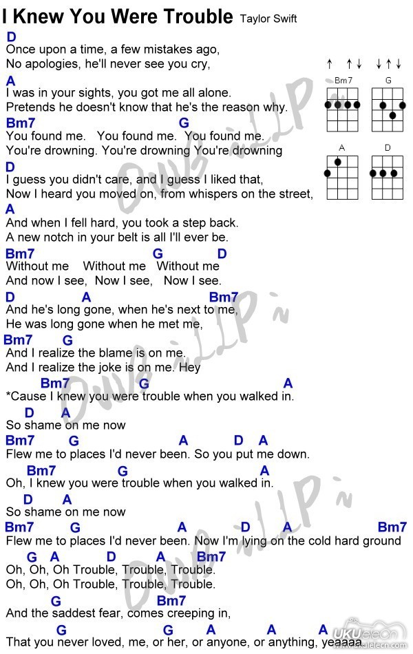 I Knew You Were Trouble-Taylor Swift-C大调音乐网