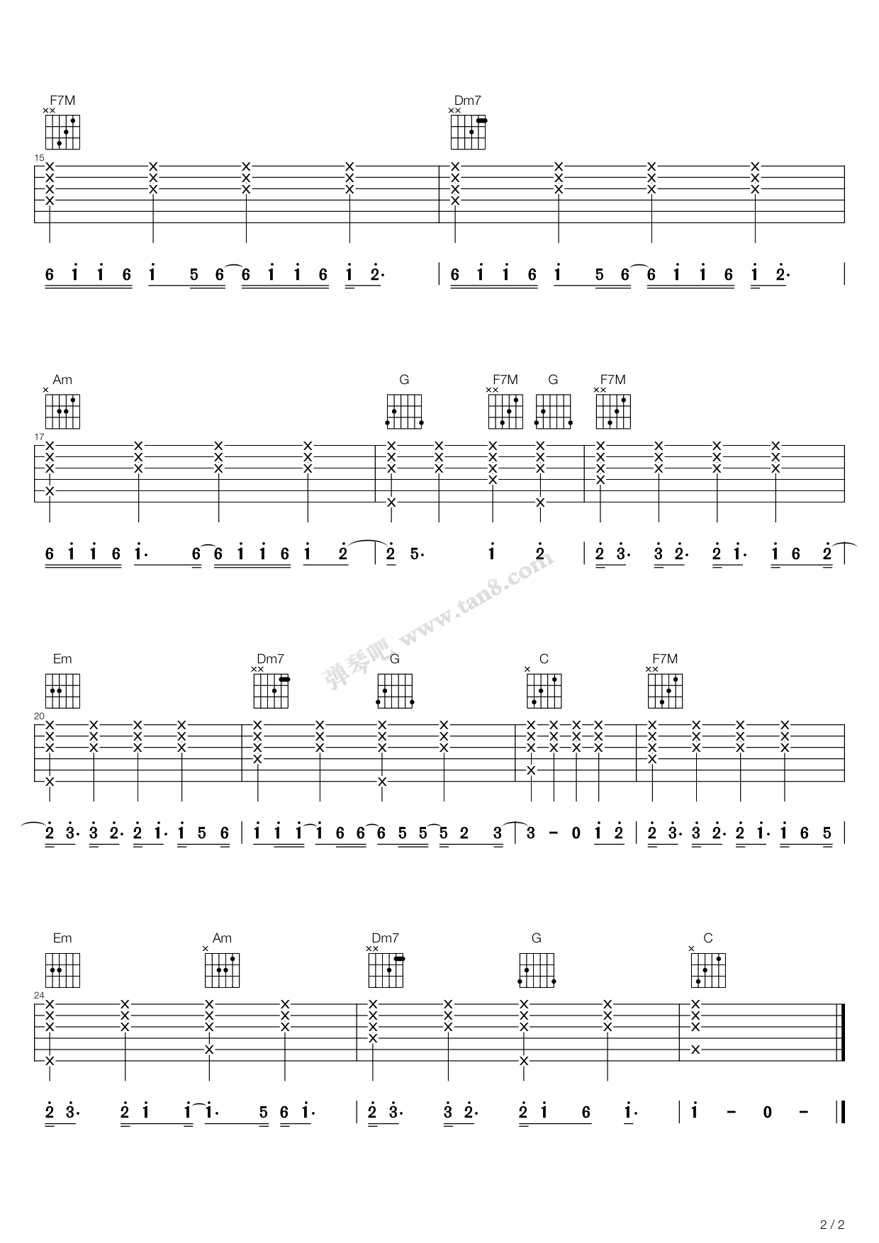 《03应用曲段：模特（柱式和弦）》吉他谱-C大调音乐网