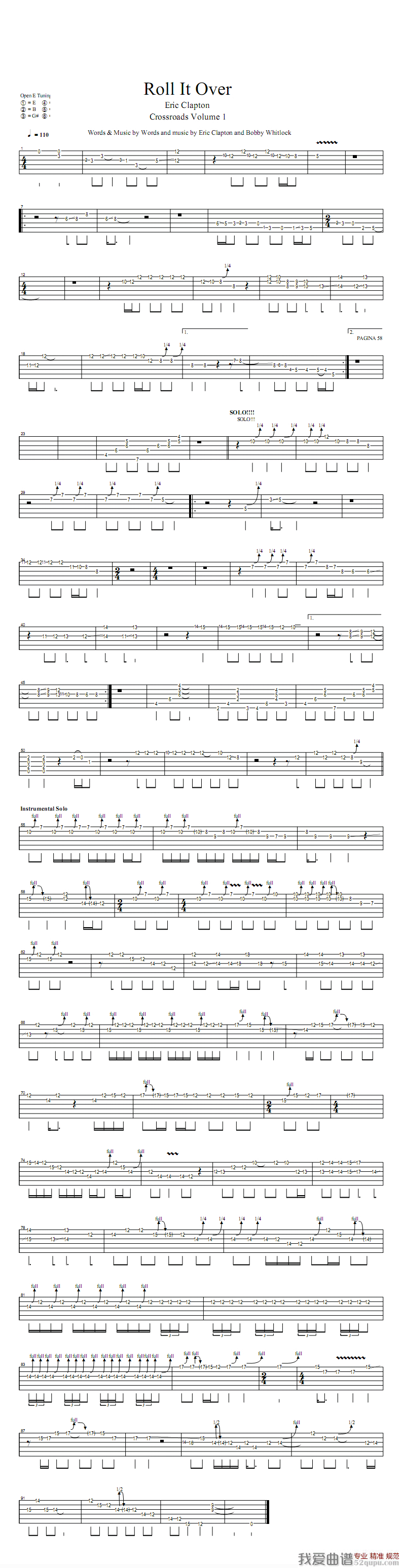 《Eric/Clapton《Roll It Over》吉他谱/六线谱》吉他谱-C大调音乐网