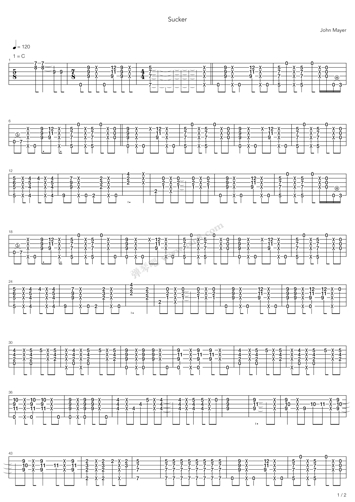 《Sucker》吉他谱-C大调音乐网