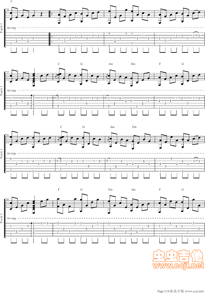 《星月神话-指弹版》吉他谱-C大调音乐网