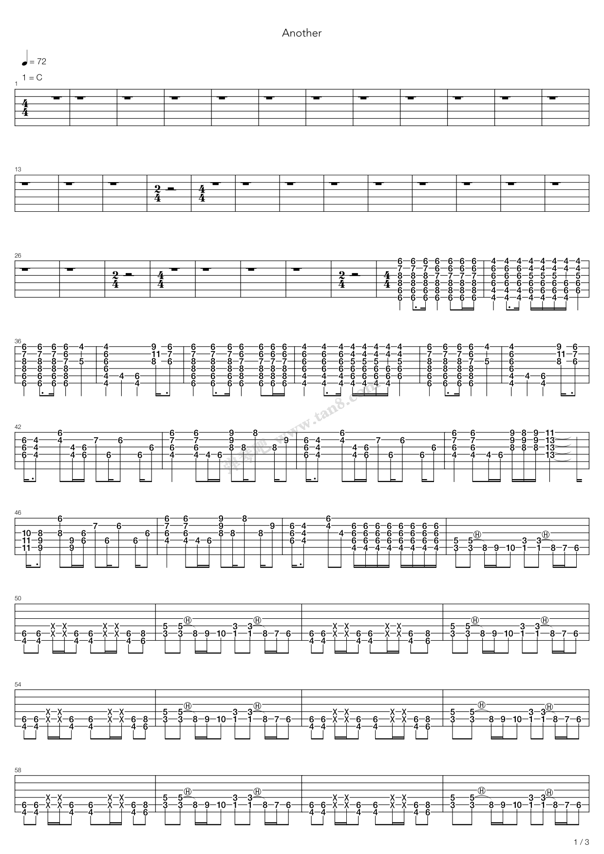 《Another》吉他谱-C大调音乐网