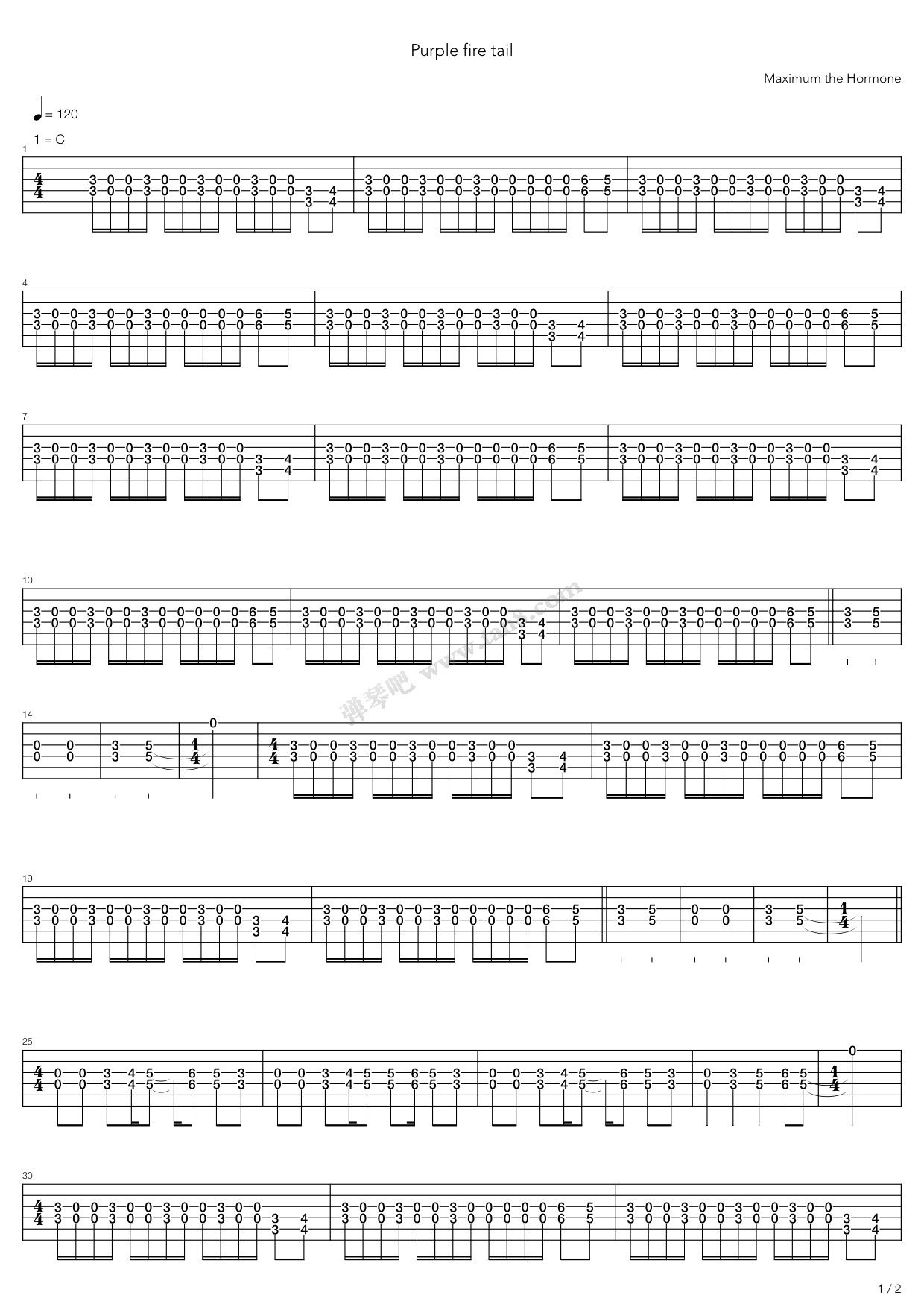 《Purple Fire Tail》吉他谱-C大调音乐网