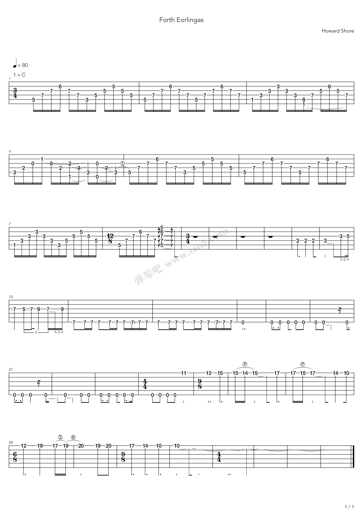 《Forth Eorlingas》吉他谱-C大调音乐网