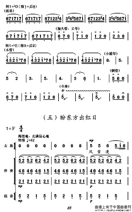 《盼东方出红日-现代舞剧《白毛女》第四场(简谱)》吉他谱-C大调音乐网