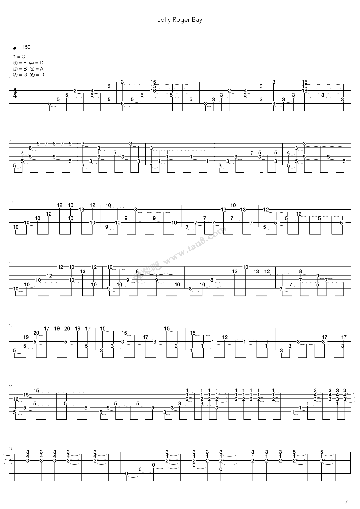 《Super Mario 64(超级玛丽64) - 恐怖船坞(DIRE,DIRE DOCK ...》吉他谱-C大调音乐网