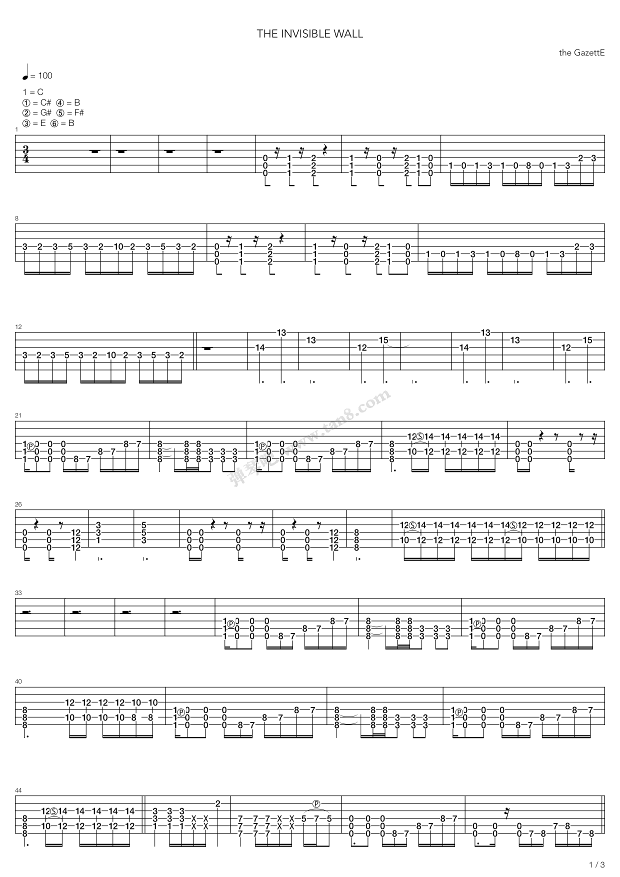 《The Invisible Wall》吉他谱-C大调音乐网