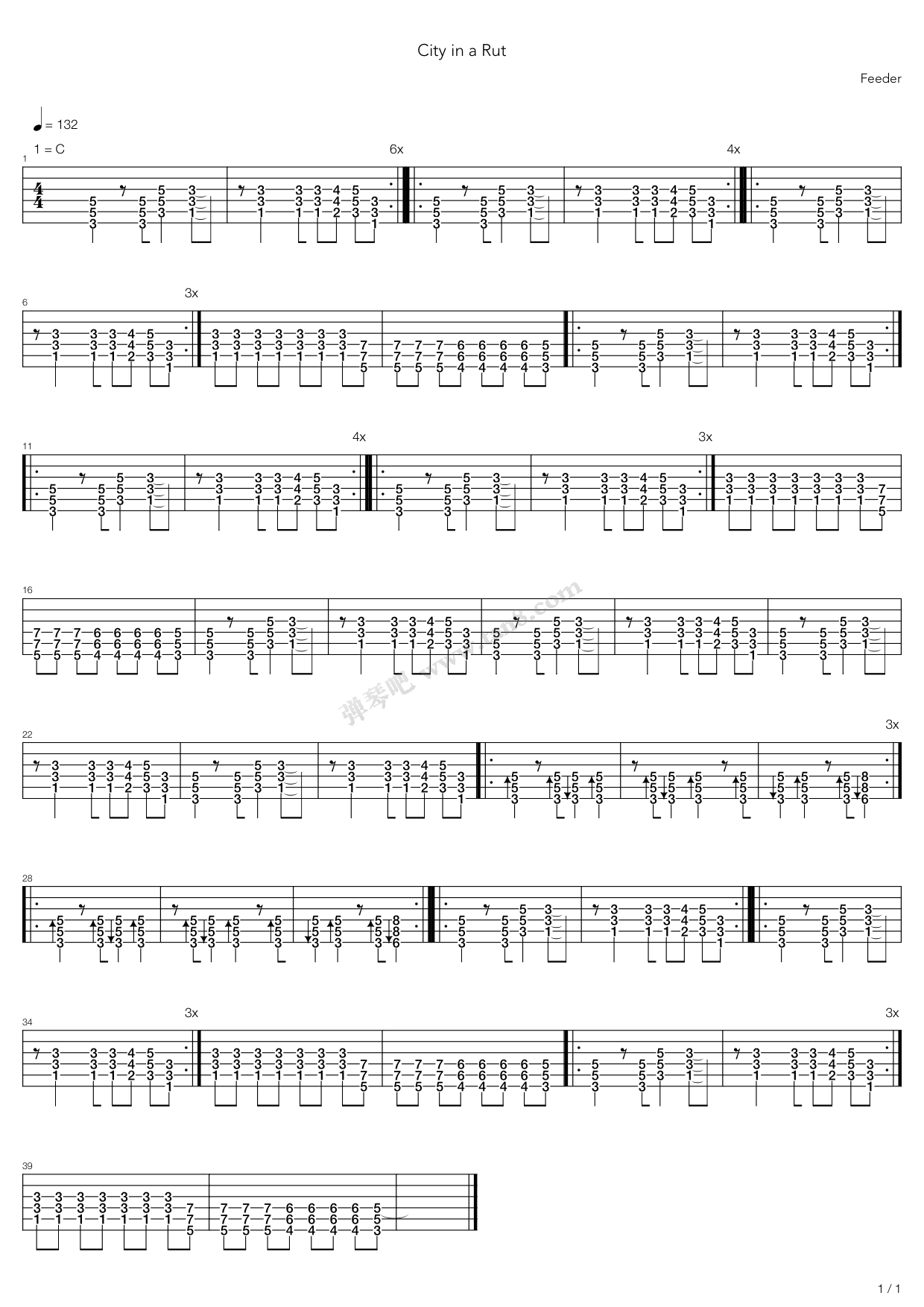 《City In A Rut》吉他谱-C大调音乐网