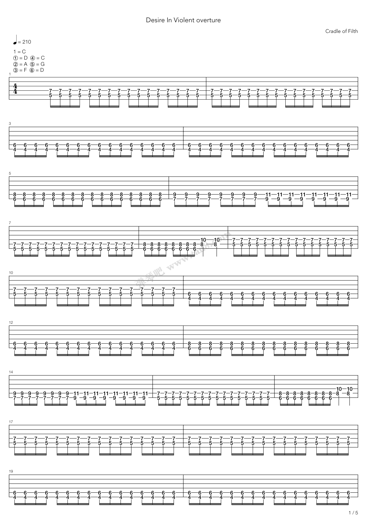 《Desire In Violent Overture》吉他谱-C大调音乐网