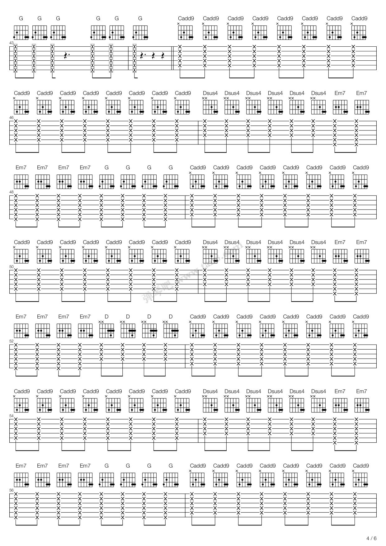 《Rooftops》吉他谱-C大调音乐网