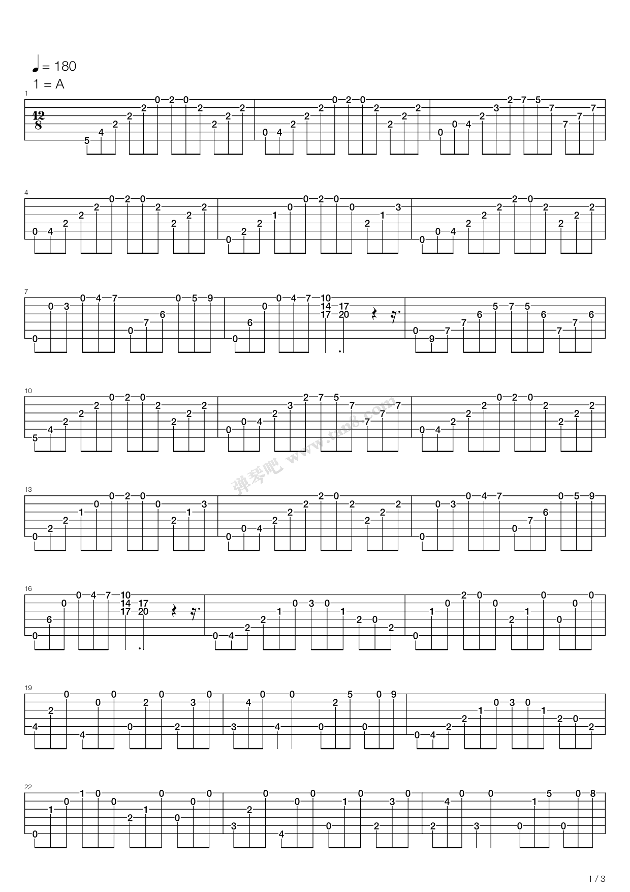 《卡尔卡西练习曲 - 20》吉他谱-C大调音乐网