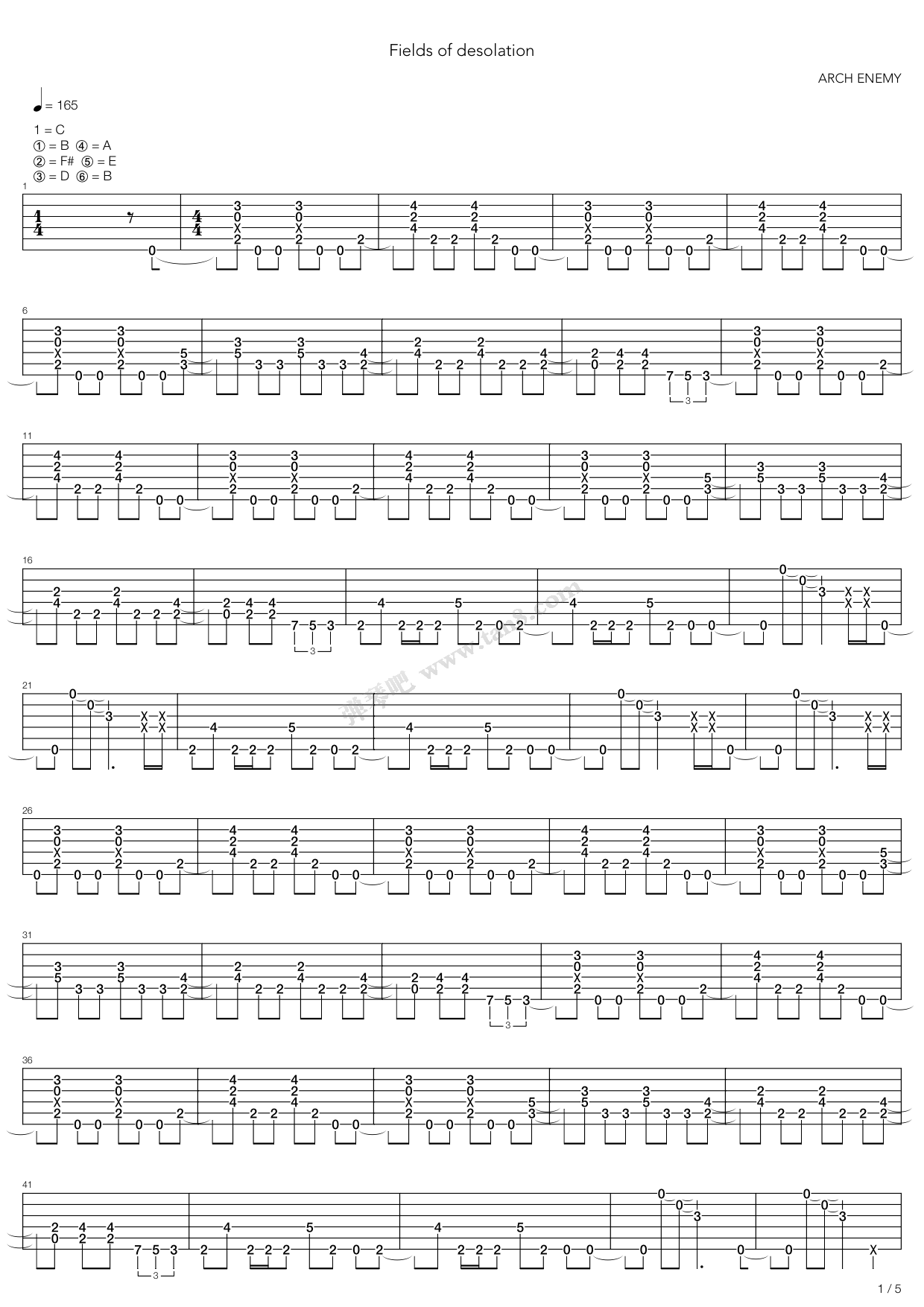 《Fields Of Desolation》吉他谱-C大调音乐网