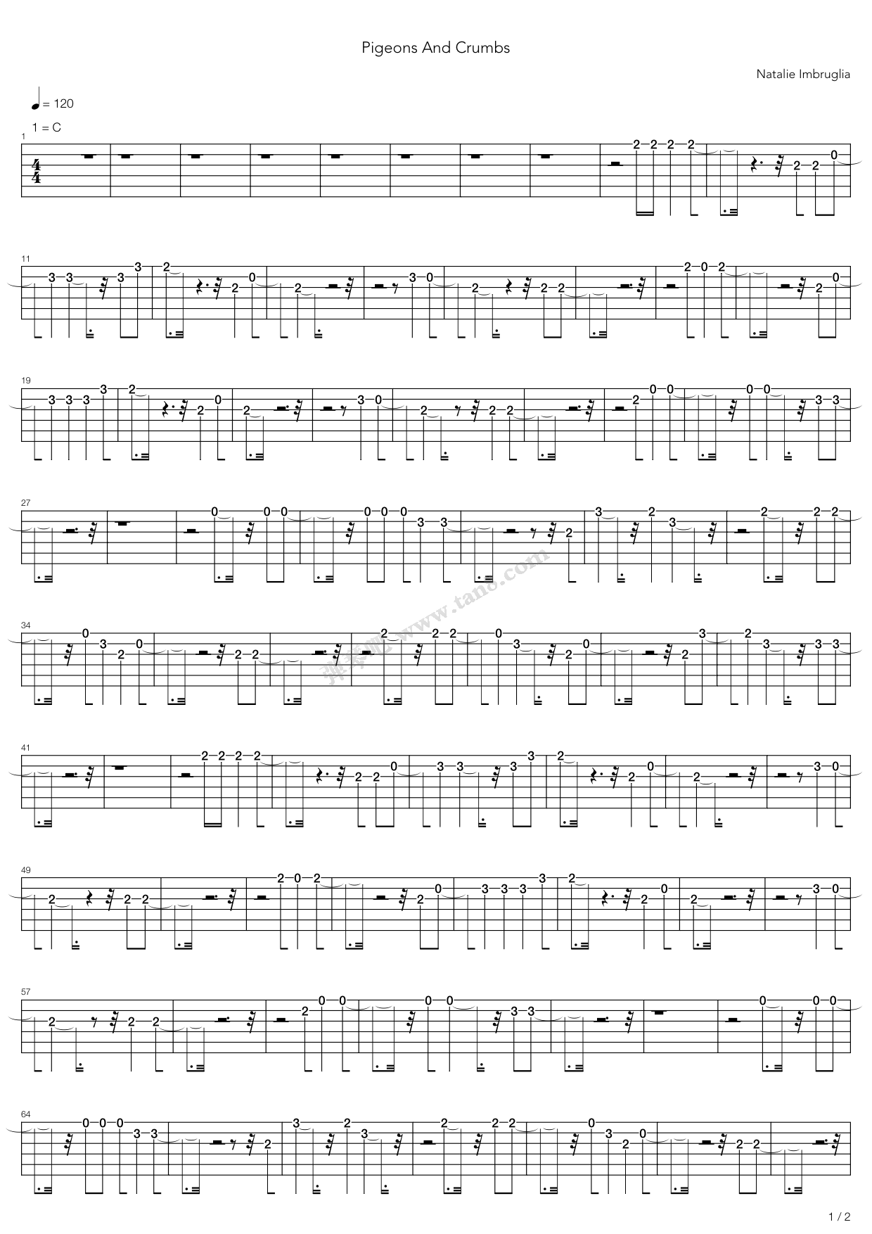《Pigeons And Crumbs》吉他谱-C大调音乐网