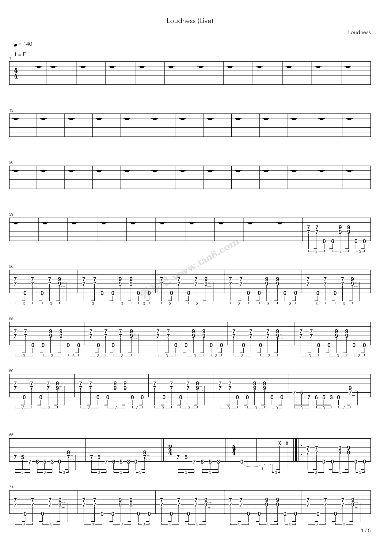 《Loudness》吉他谱-C大调音乐网
