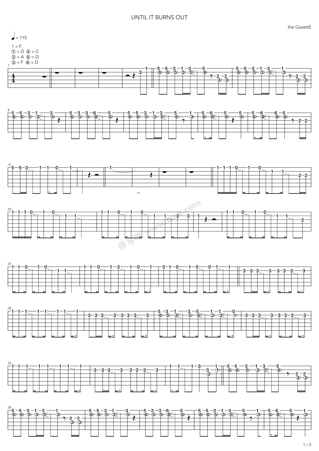 《Until It Burns Out》吉他谱-C大调音乐网