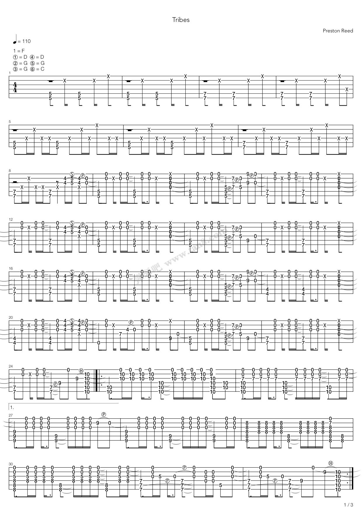 《Tribes》吉他谱-C大调音乐网