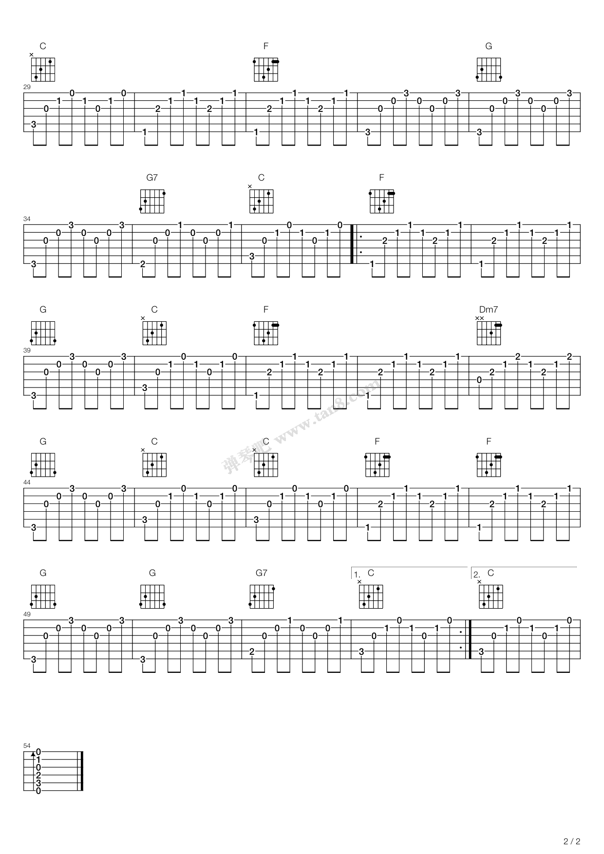《同一首歌》吉他谱-C大调音乐网