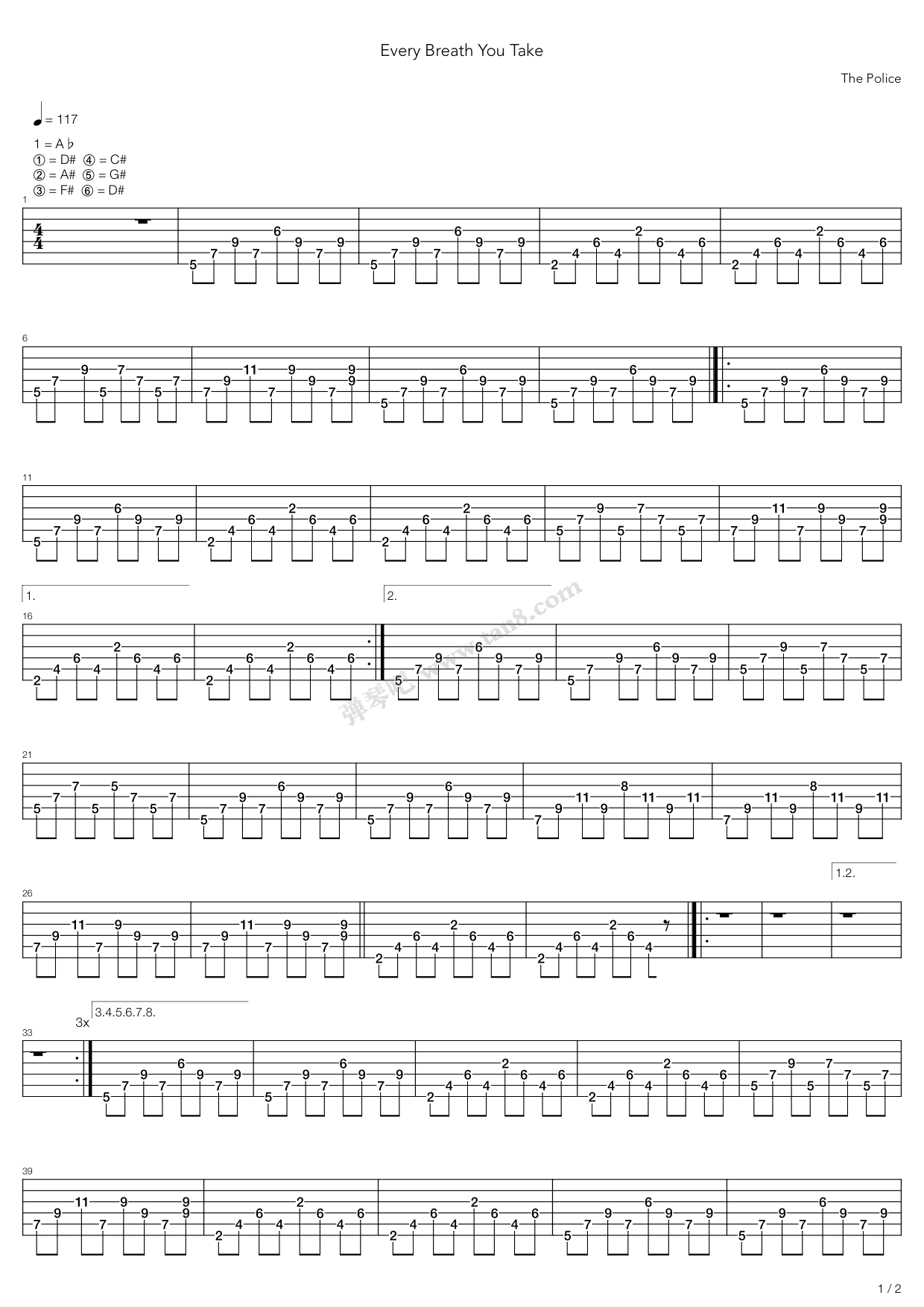 《Every Breath You Take》吉他谱-C大调音乐网
