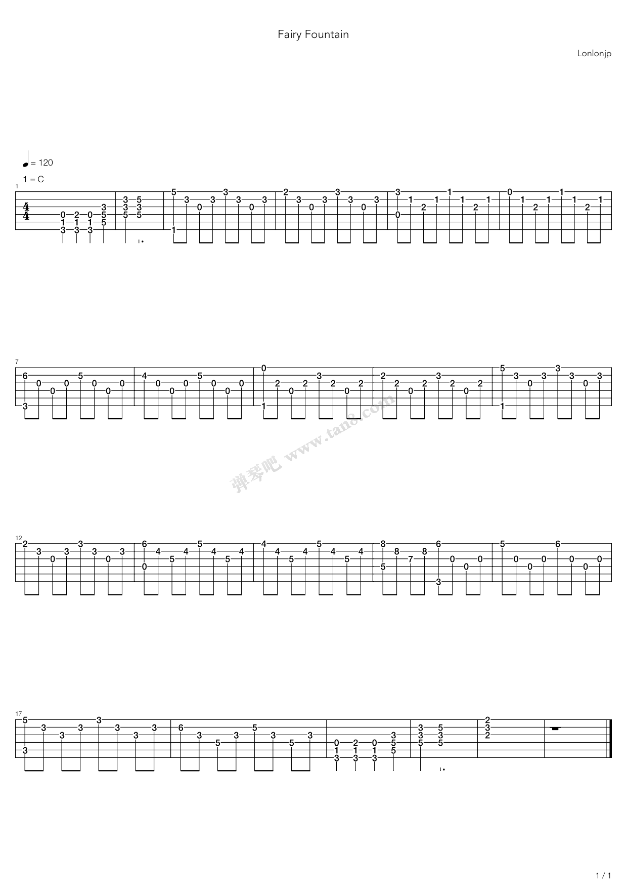 《Fairy Fountain(塞尔达传说)》吉他谱-C大调音乐网