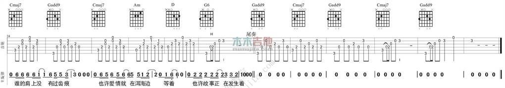 《去大理》吉他谱-C大调音乐网