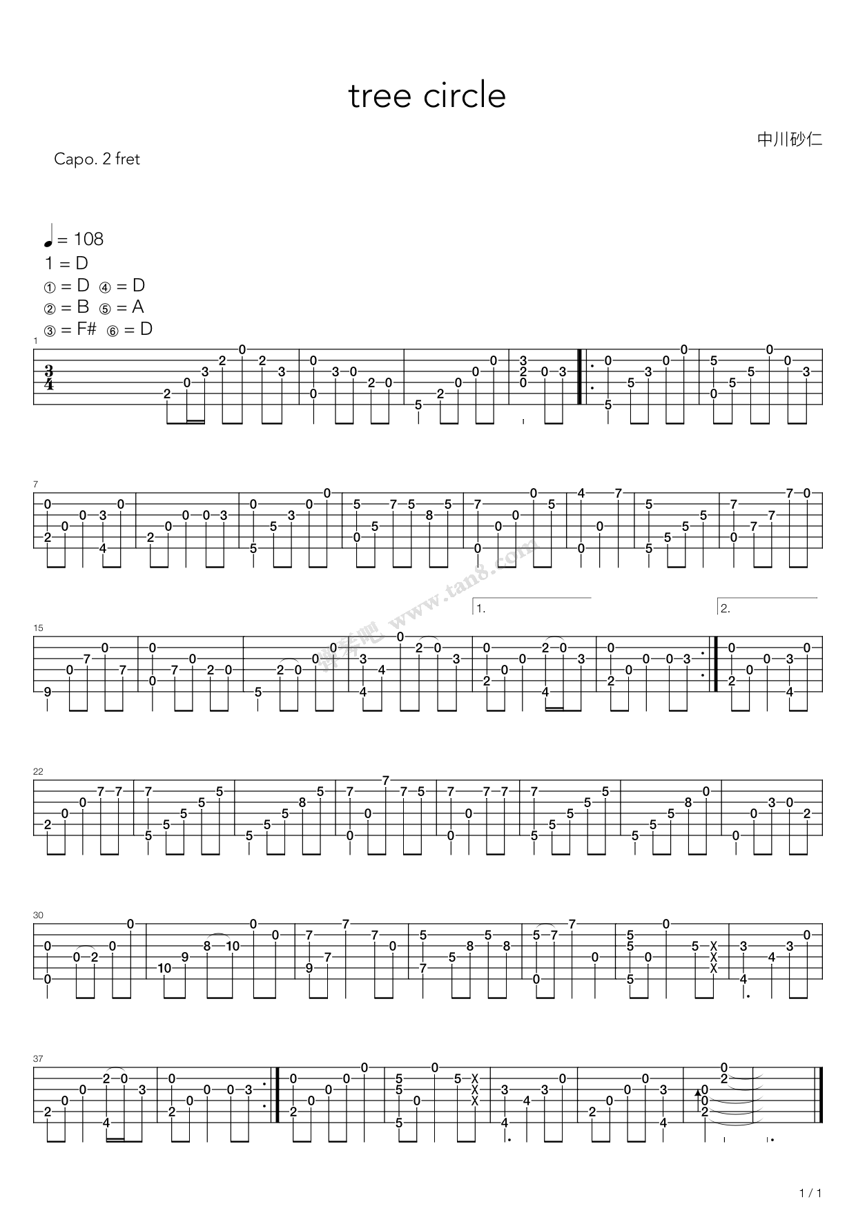 《Tree circle》吉他谱-C大调音乐网