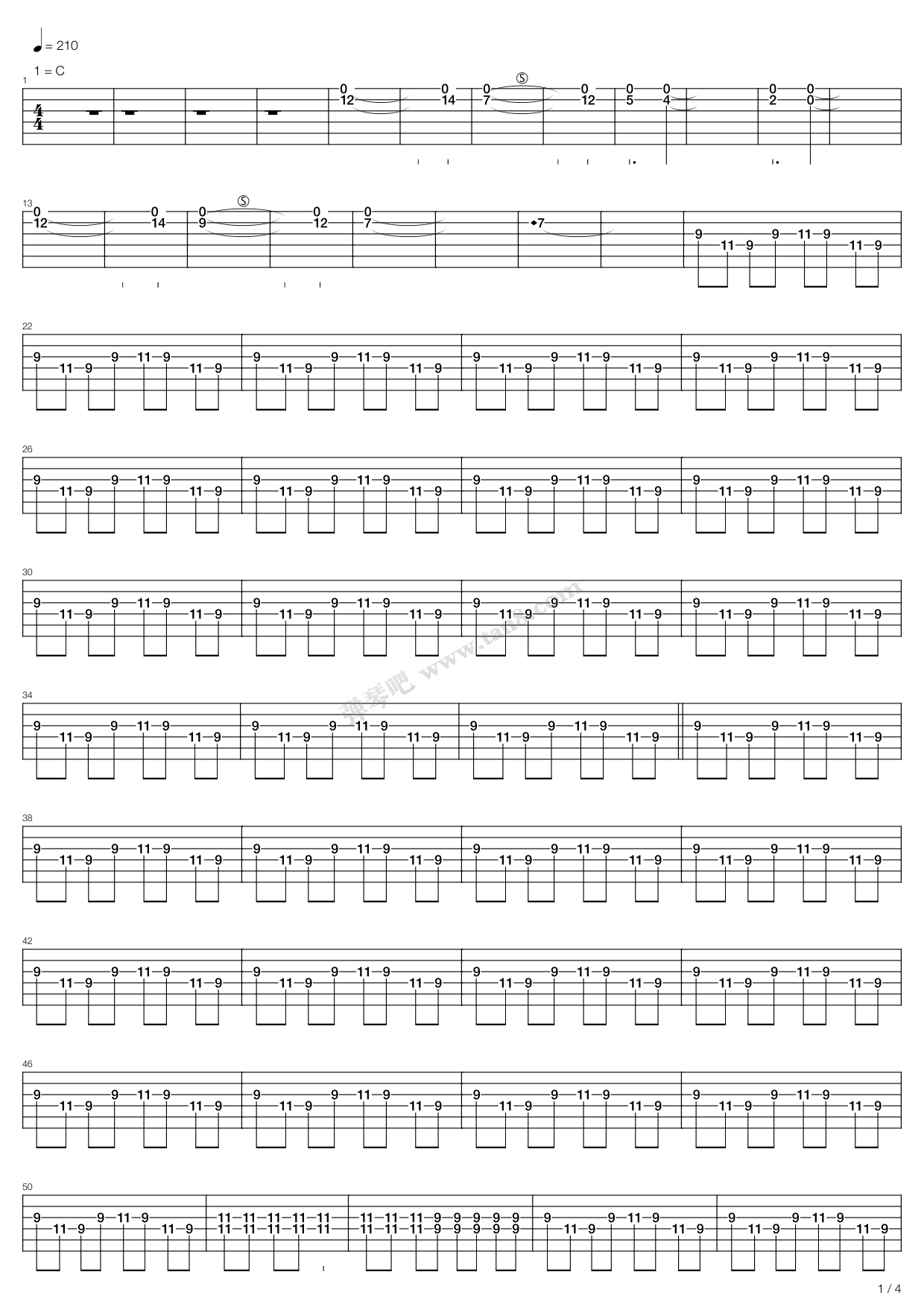 《Take Cover》吉他谱-C大调音乐网