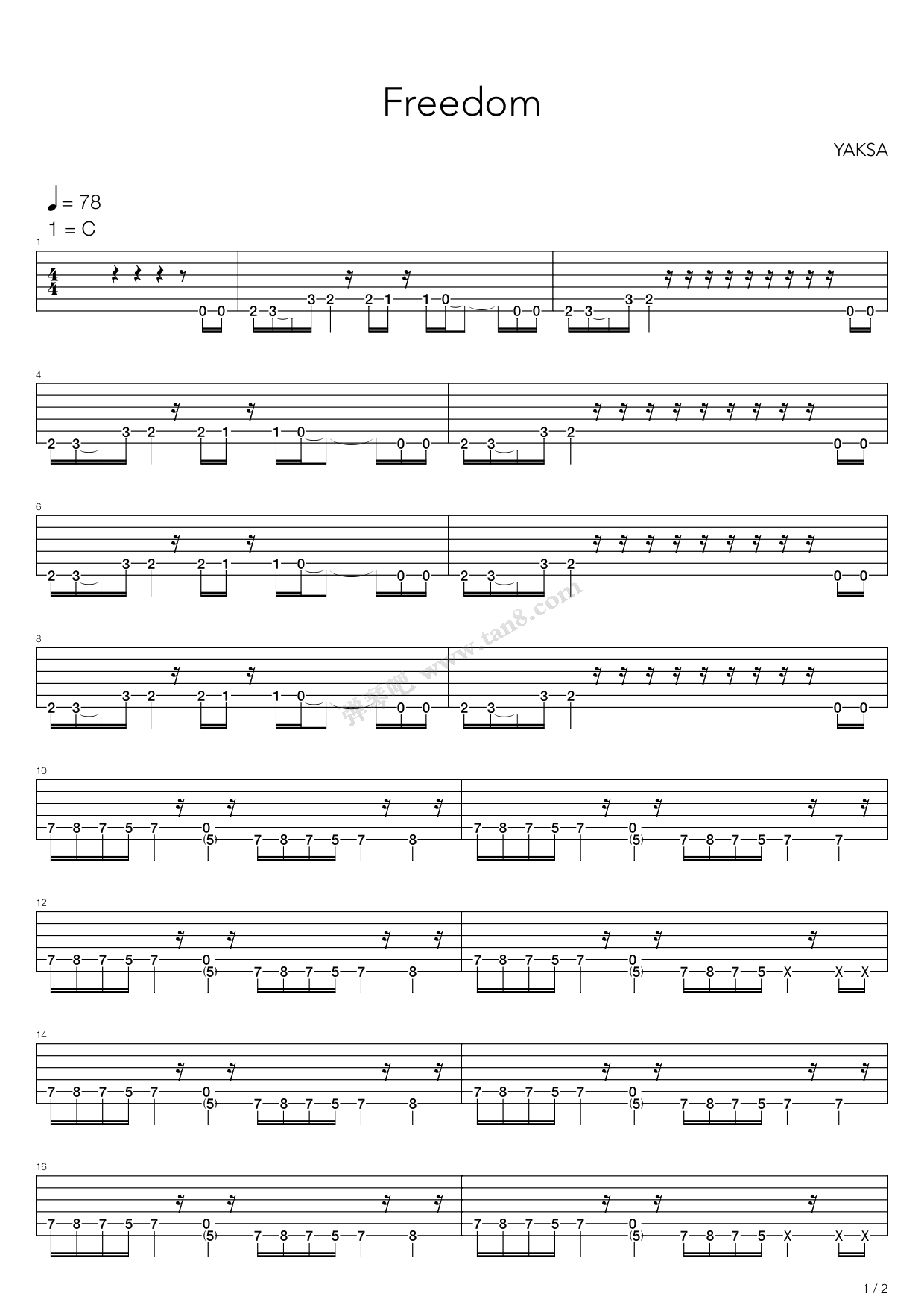 《自由》吉他谱-C大调音乐网