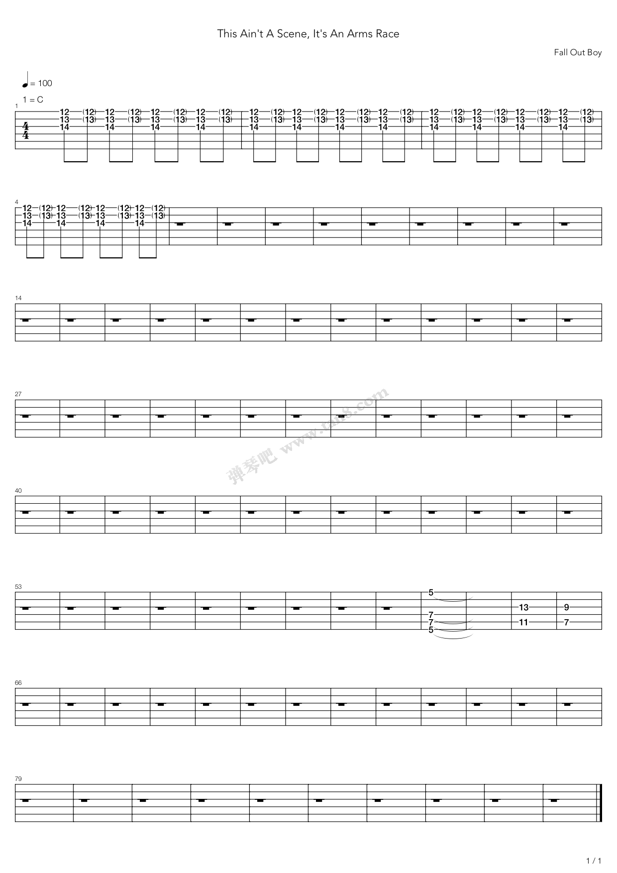 《This Aint A Scene Its An Arms Race》吉他谱-C大调音乐网