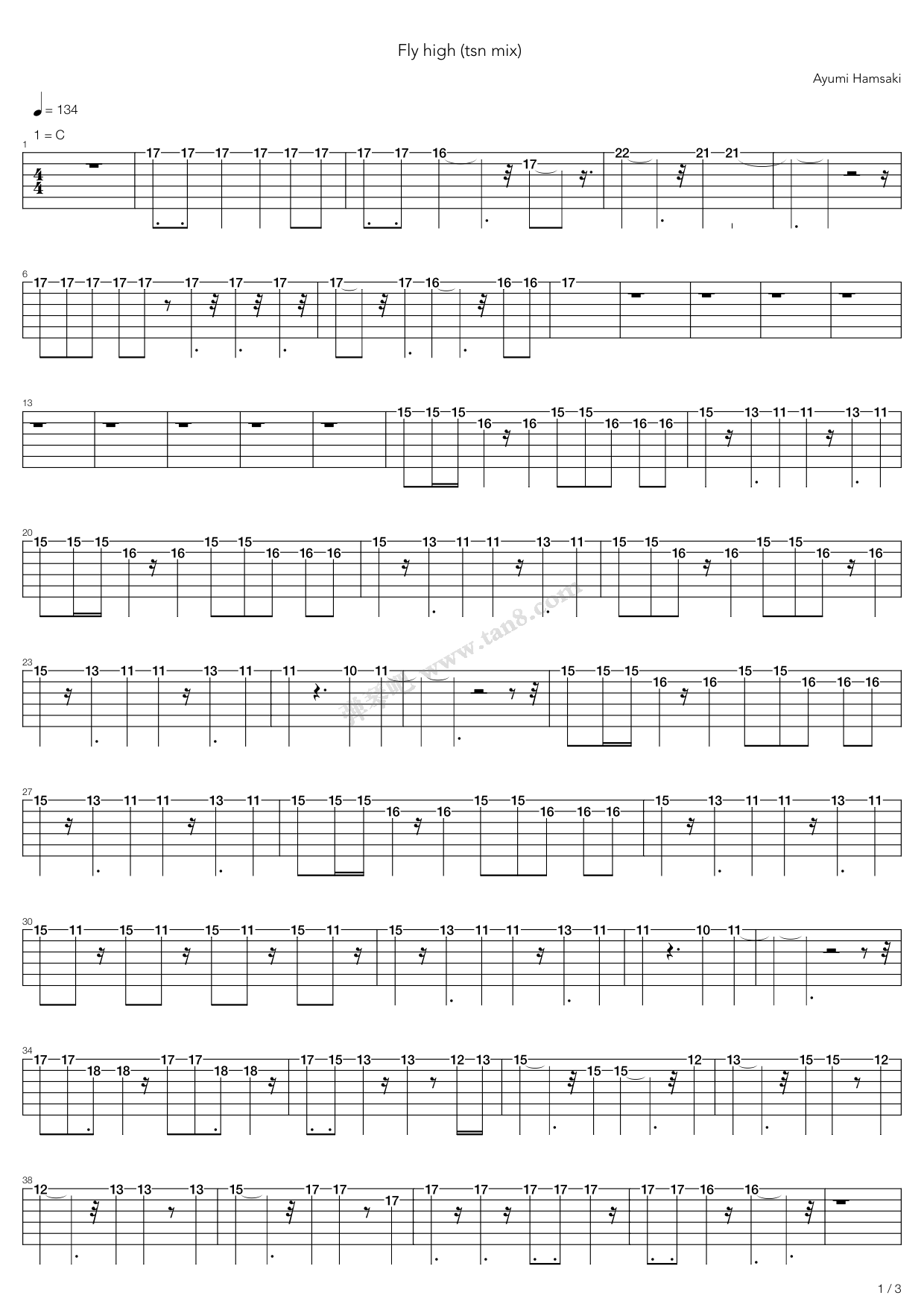 《Fly High Trans Remix》吉他谱-C大调音乐网