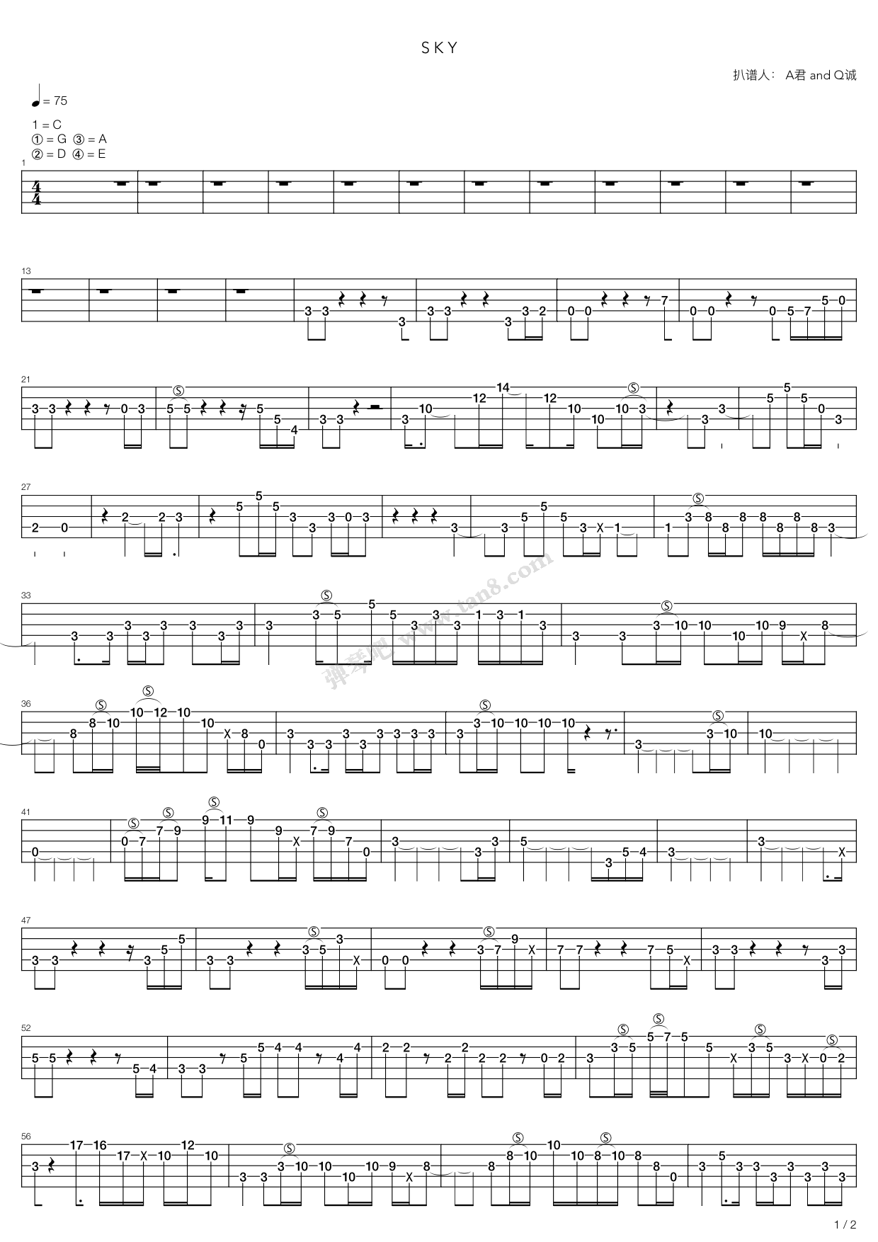 《Sky》吉他谱-C大调音乐网