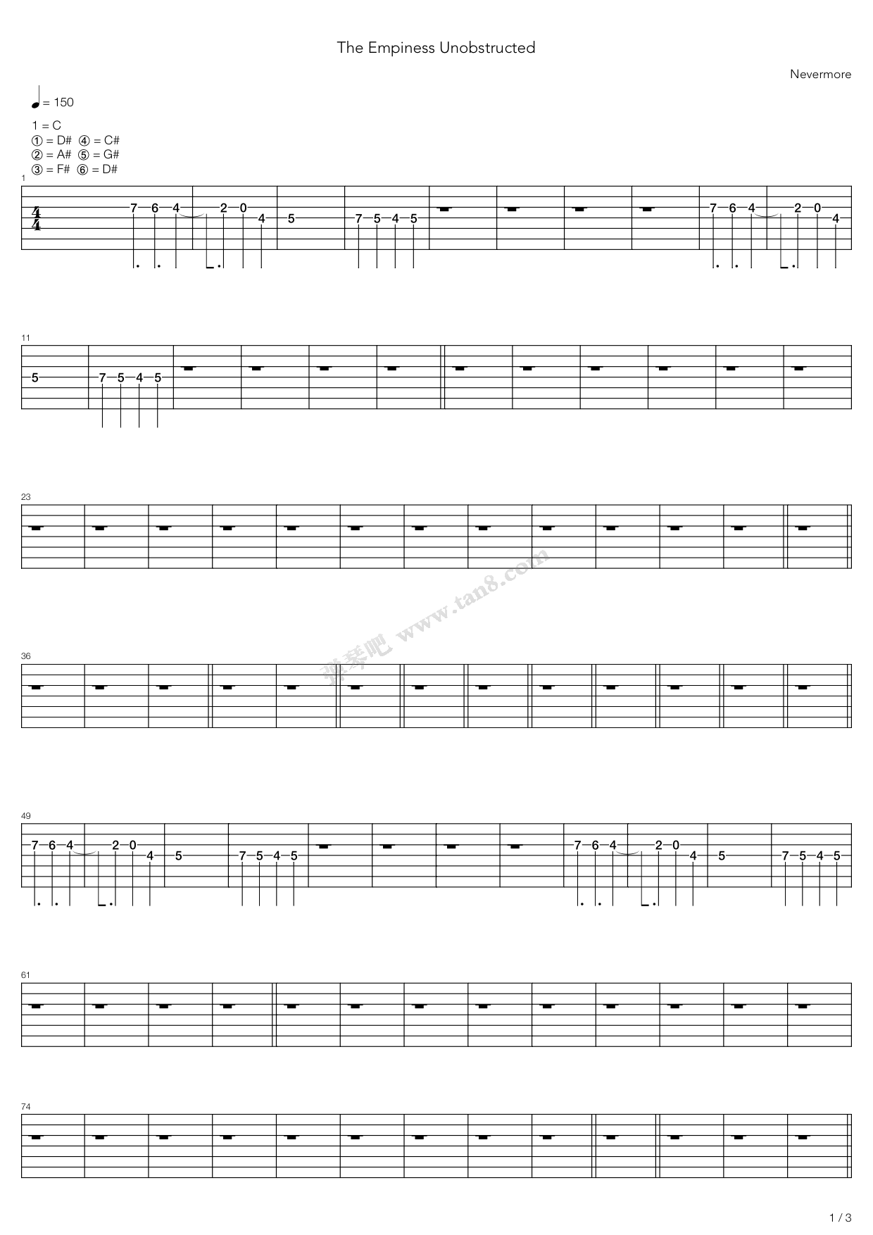 《Emptiness Unobstructed》吉他谱-C大调音乐网