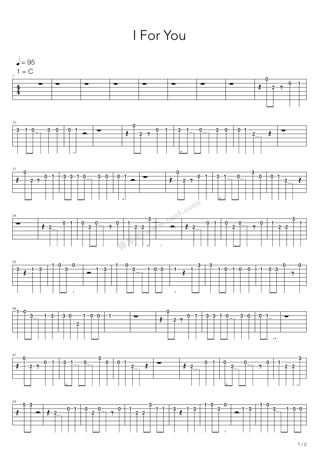 《神啊，请给我多一点时间 - 主题曲 I FOR YOU ...》吉他谱-C大调音乐网